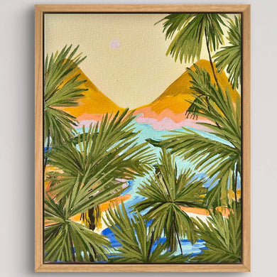 SOLD / Through The Palms 28 x 23 cm Framed
