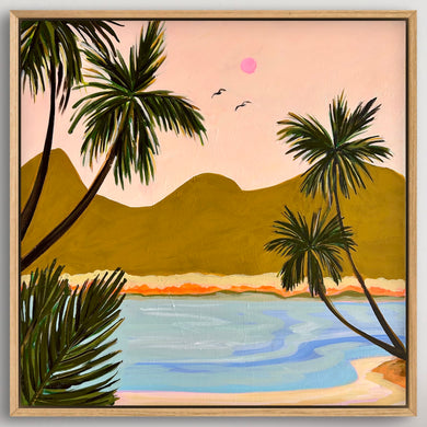 Pink Sky Lagoon 54 x 54 cm Framed