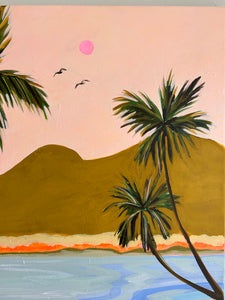 SOLD / Pink Sky Lagoon 54 x 54 cm Framed